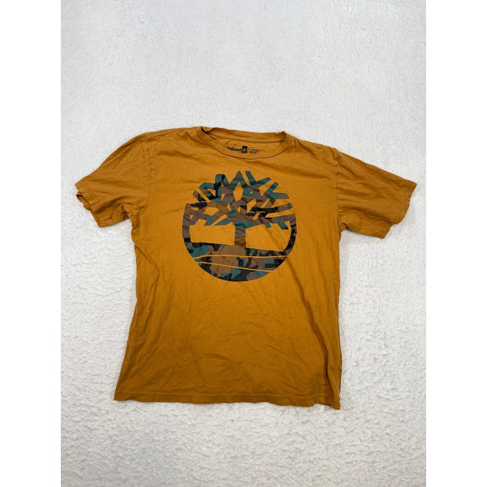 Timberland Kids Mustard Yellow Camo Tree Logo Graphic T-Shirt XL 18/20